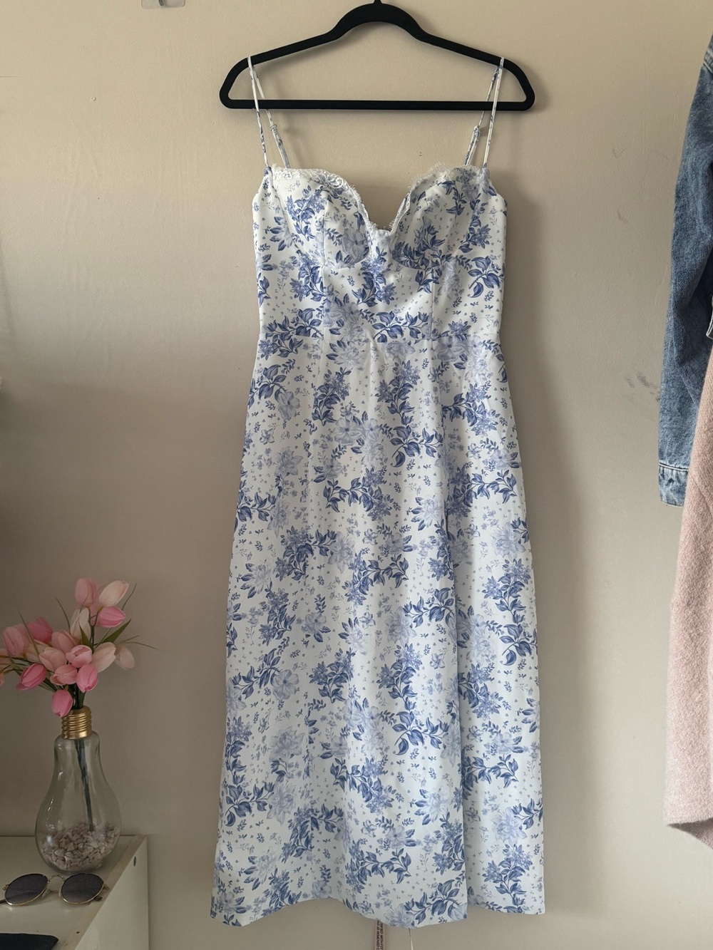 NWT House of CB Charlotte Blue Floral Corset Midi Dress | CottageCore Summer - Picture 5 of 7